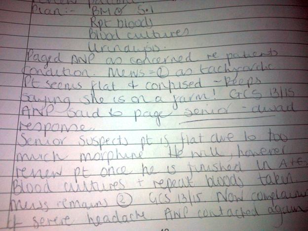 Take about the reaction being caused by morphine (but later on my discharge notes it would blame the steriods)